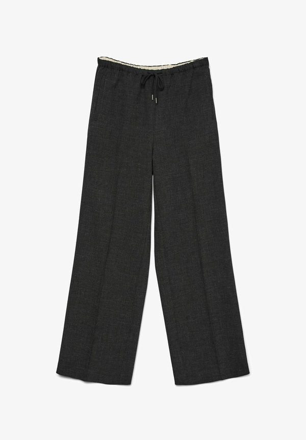 Vero Moda VMBESTIE Mid waist - Trousers - dark grey melange