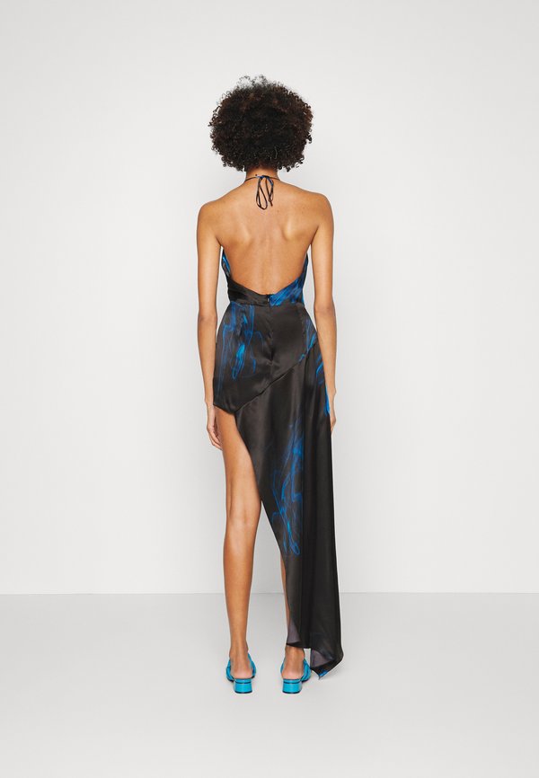 David Koma FLAME DRAPED OPEN BACK ASSYM DRESS