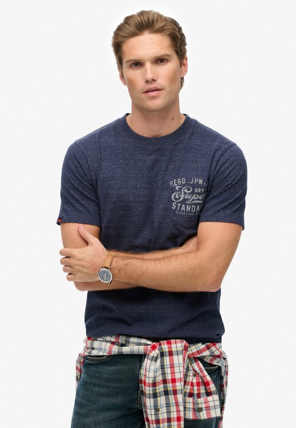 Superdry & Co INDUSTRIAL - Print T-shirt - dark indigo blue marl