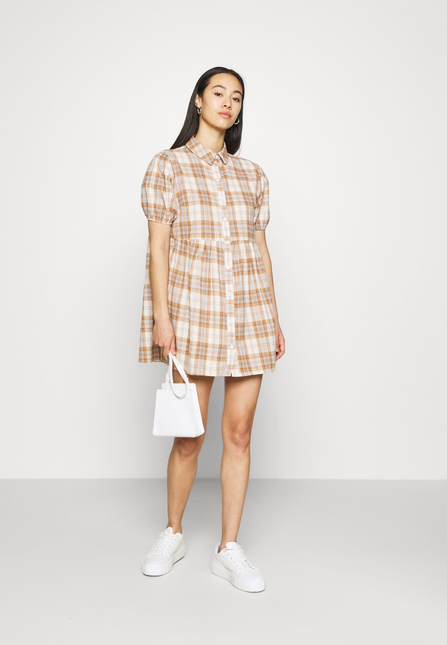 Missguided CHECK SHORT SLEEVE SHIRT DRESS