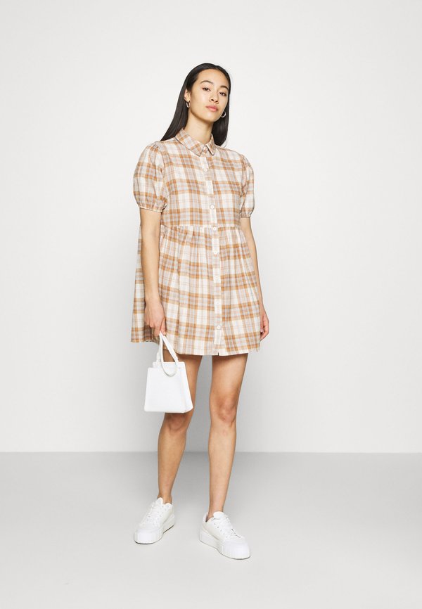 Missguided CHECK SHORT SLEEVE SHIRT DRESS