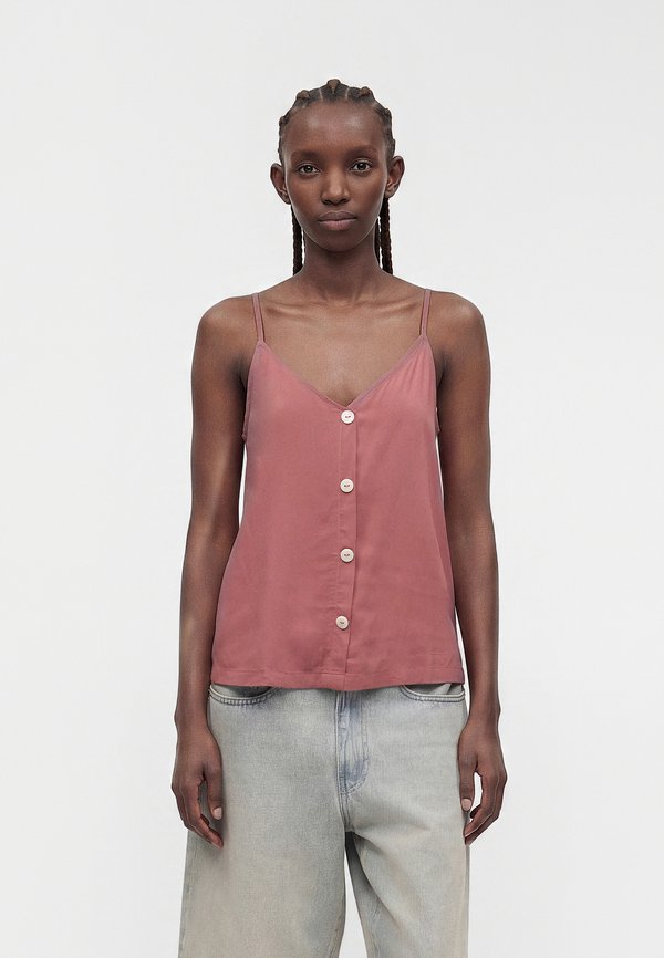 ONLY ONLNELLY LIFE BUTTON SINGLET SOLID - Top - rose brown