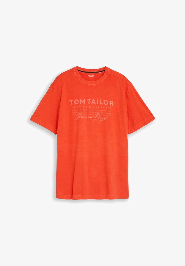 TOM TAILOR T-SHIRT IM USED-LOOK - Print T-shirt - orange red