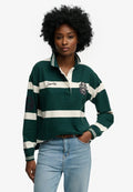 Superdry & Co CREST STRIPE RUGBY - Polo shirt - pine green ecru