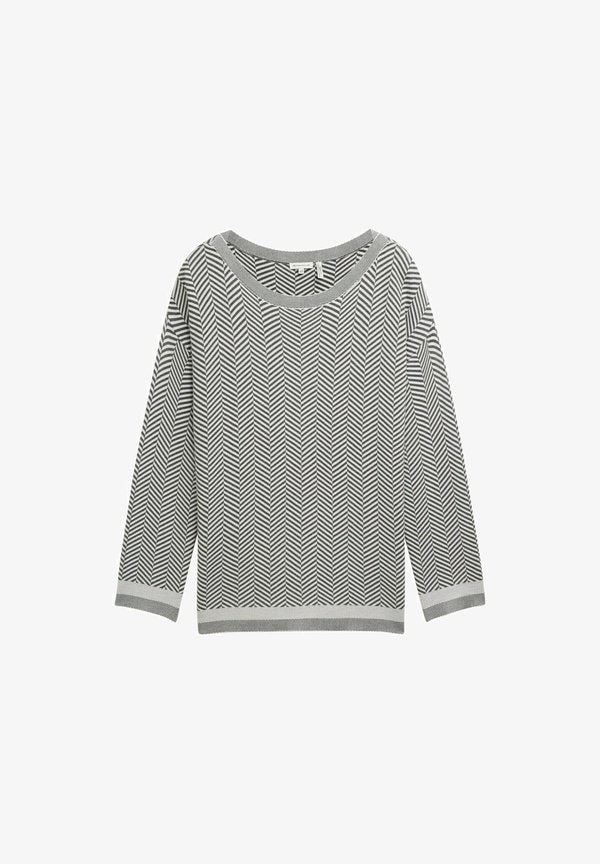 TOM TAILOR MIT FISCHGRÄTENMUSTER - Jumper - anthrazit knit heringbone