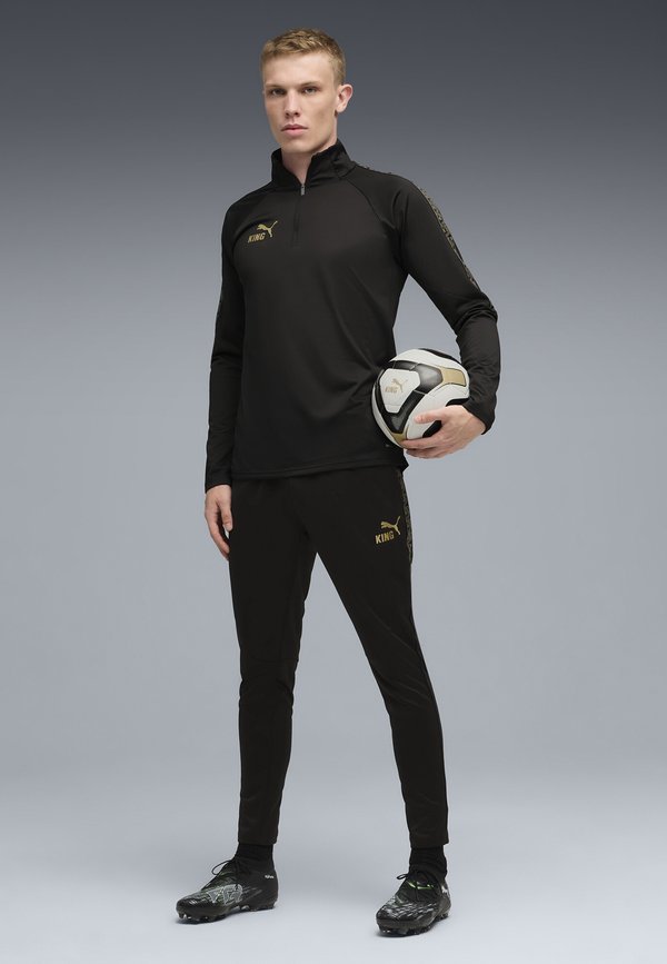 Puma KING TOUCH 1/4 ZIP - Sports T-shirt - black/gold-coloured