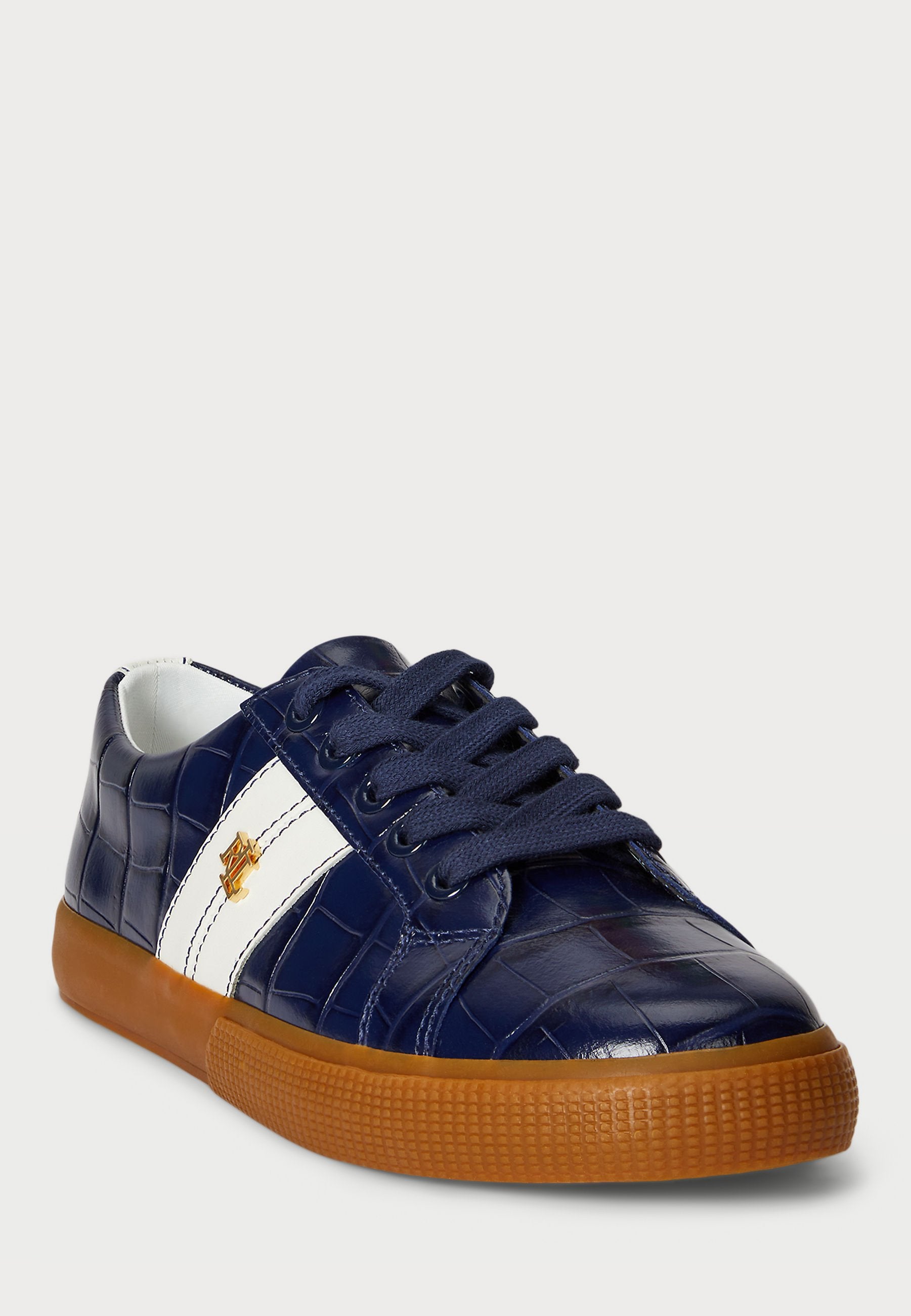 Lauren Ralph Lauren JANSON II CROC-EMBOSSED LEATHER SNEAKER