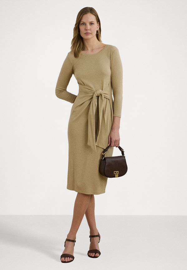 Lauren Ralph Lauren Petite TIE FRONT COTTON BLEND CREWNECK DRESS