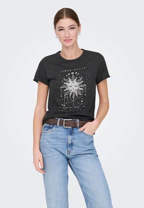 ONLY ONLLUCY REG S/S TOP JRS NOOS - Print T-shirt - black print jadu lunar power
