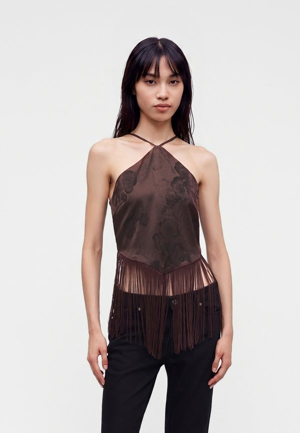 Vero Moda VMTATHIANA SINGLET FRINGE - Blouse - chocolate torte