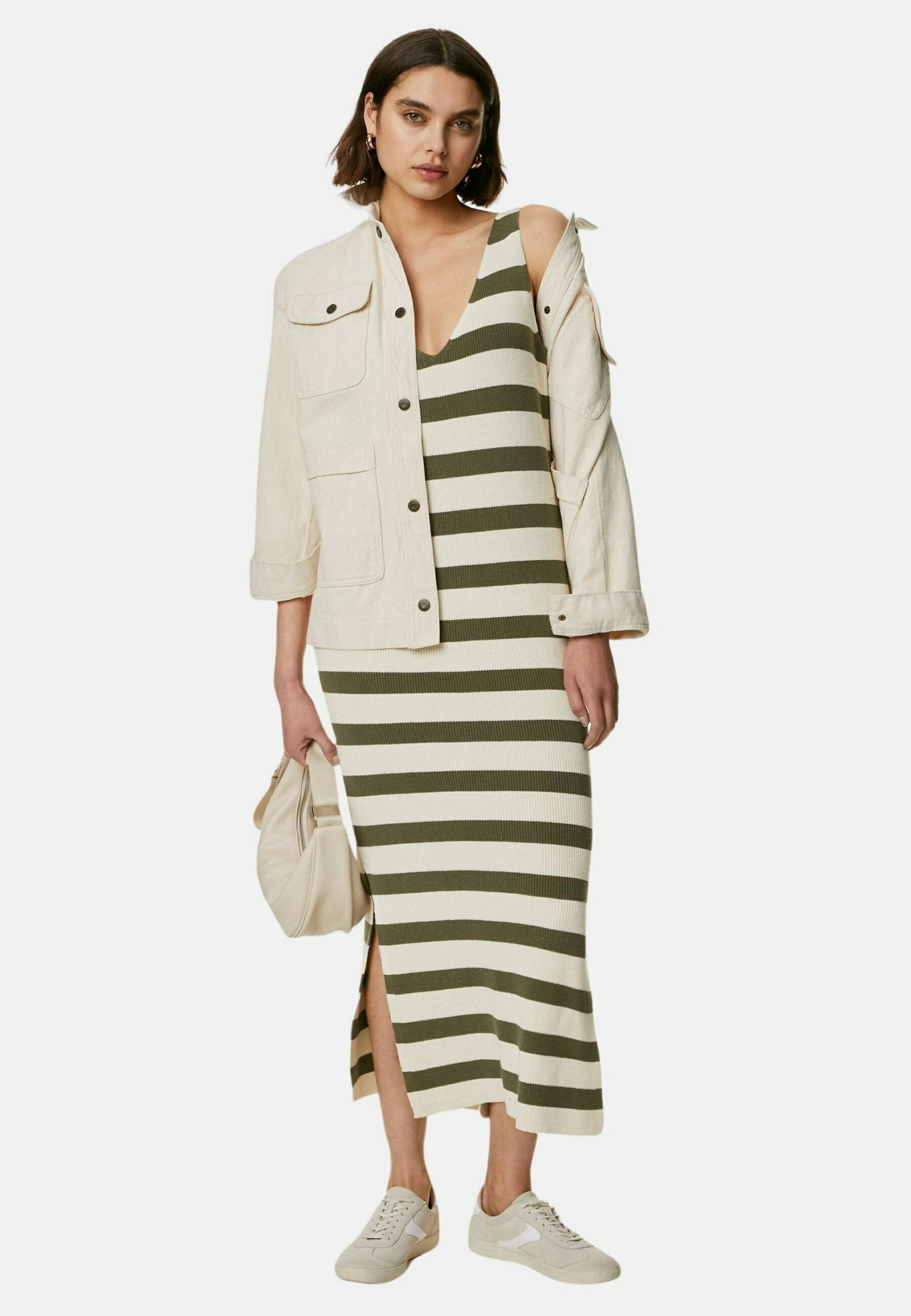 Marks & Spencer STRIPED V-NECK MIDI