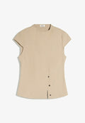 Bershka STRIPED SHORT-SLEEVE - SHIRT - Blouse - sand