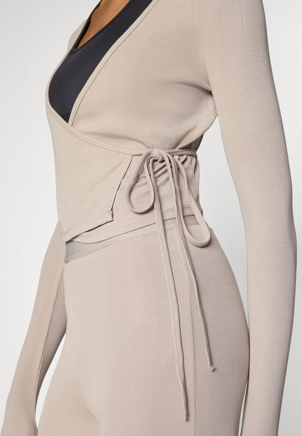 Even&Odd active LONG SLEEVE RIBBED WRAP TOP