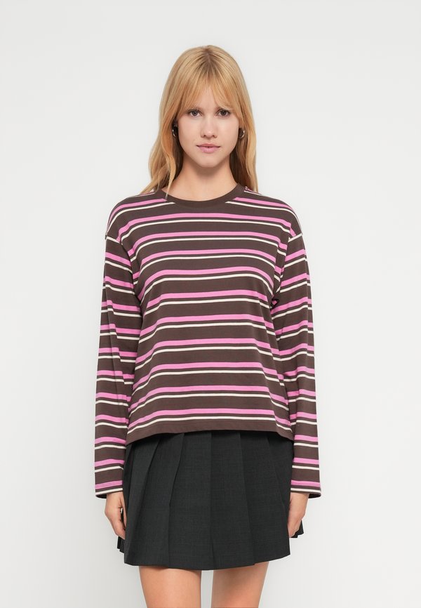 ONLY ONLMAY LIFE STRIPE - Long sleeved top - chocolate martini/wild orchid/birch