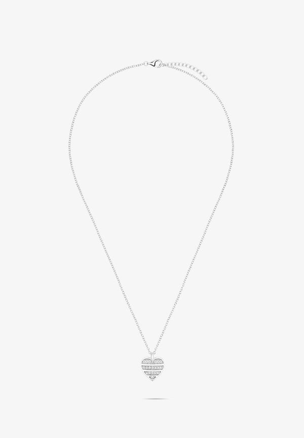 s.Oliver STRIPED HEART - Necklace - silver-coloured