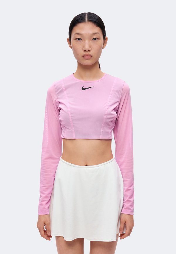 Nike Performance NIKECOURT SLAM LONGSLEEVE CROP - Long sleeved top - light magenta/tattoo/black