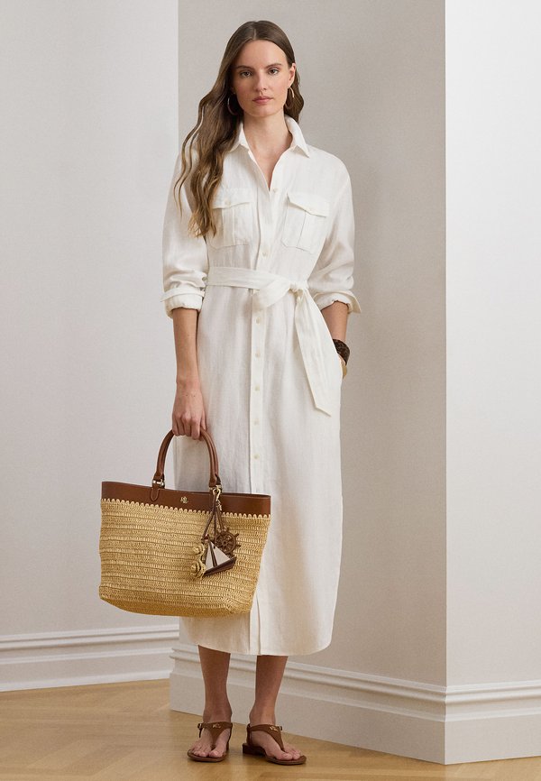 Lauren Ralph Lauren BELTED LINEN MIDI SHIRTDRESS
