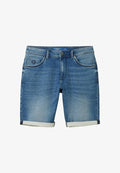 TOM TAILOR JOSH - Denim shorts - mid stone wash denim