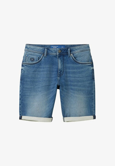 TOM TAILOR JOSH - Denim shorts - mid stone wash denim