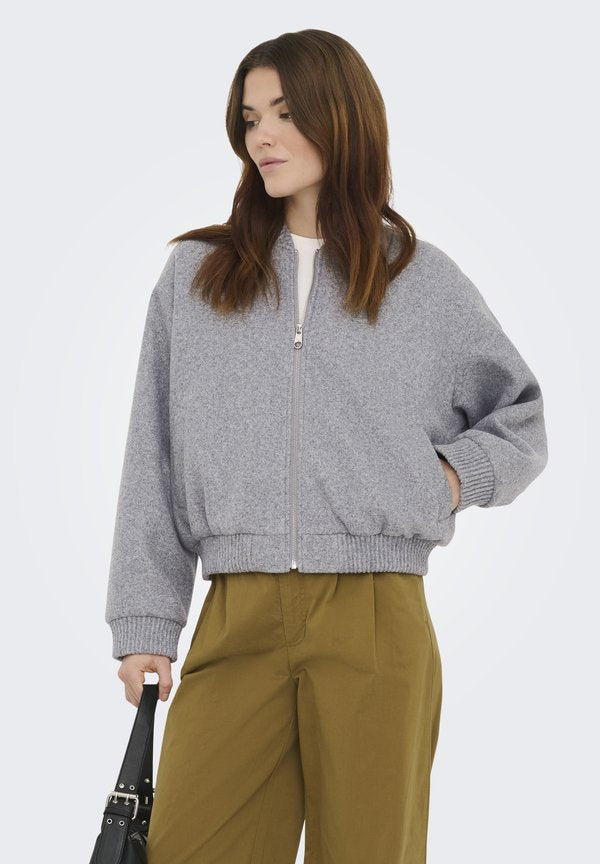 ONLY Bomber ONLELBA Bomber - Zip-up sweatshirt - medium grey melange