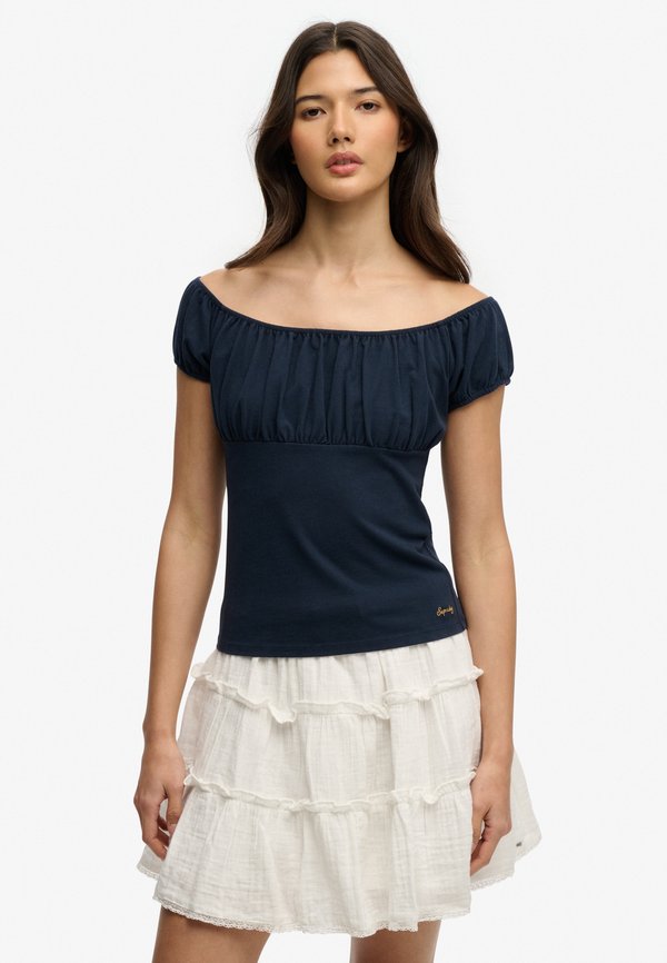 Superdry & Co ATHLETIC ESSENTIALS RUCHED  - Basic T-shirt - eclipse navy