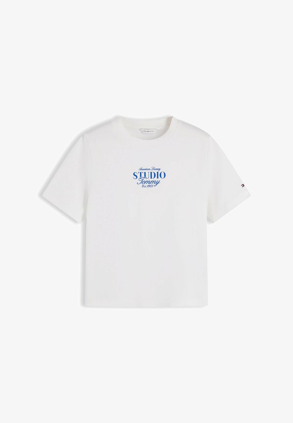 Tommy Hilfiger TOMMY HILFIGER LOGO INTERLOCK KNIT CREW NECK T-SHIRT - Print T-shirt - ecru