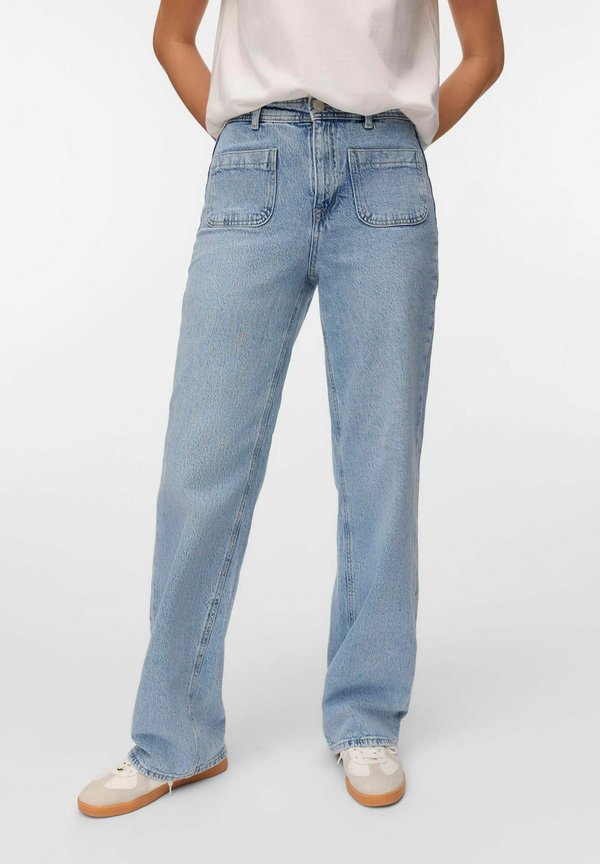Vero Moda Wide-fit VMTESSA High rise Wide Leg Fit - Straight leg jeans - light blue denim