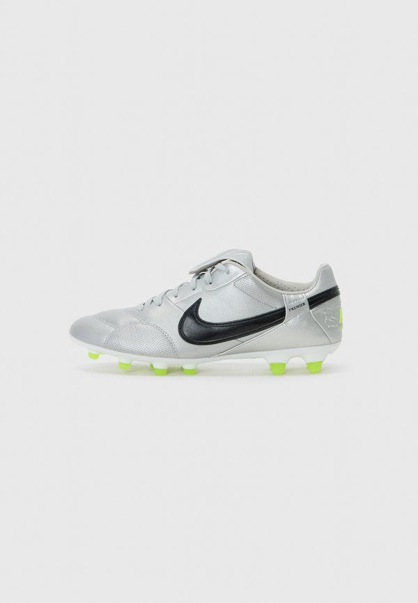 Nike Performance PREMIER III - Firm-ground football boots - metallic silver-coloured/volt black