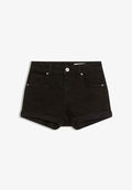 Bershka ROLL-UP - Denim shorts - black
