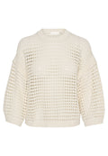 Strickpullover in Off-White mit einem strukturierten Diamantmuster, weiten Ärmeln sowie einem Rippenhalsausschnitt und Saum. Leichtes und atmungsaktives Design.