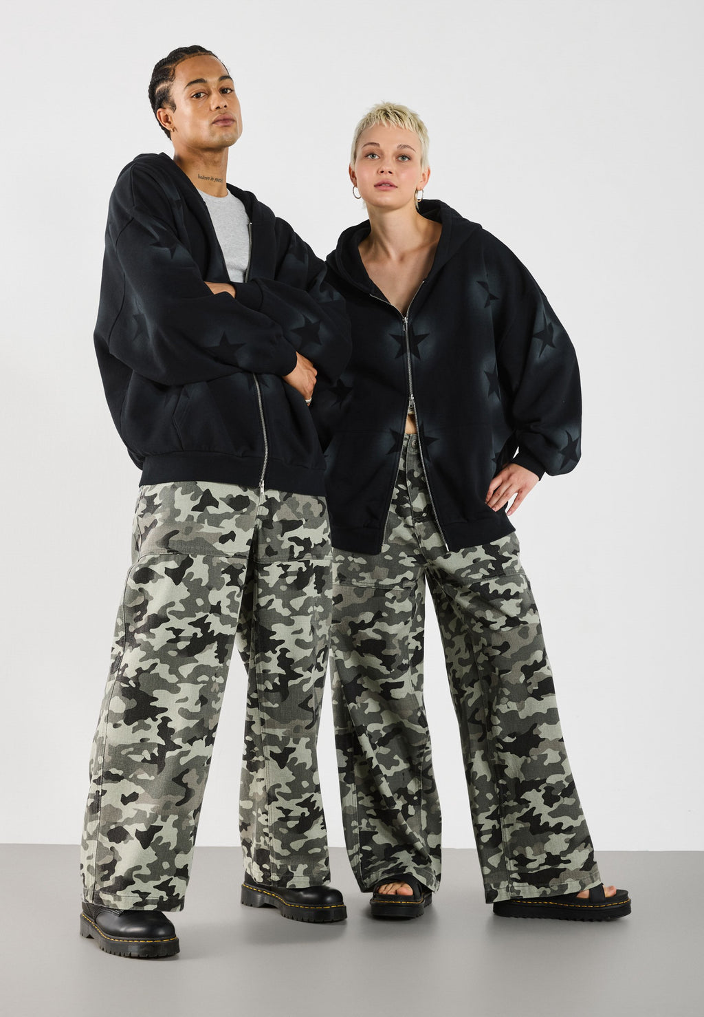 YOURTURN UNISEX TERRY OVERSIZED FIT ZIP-UP HOODIE