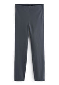 Graue Leggings aus einem glatten, dehnbaren Stoff. Mit vertikalen Nahtdetails und einem hohen Bund, entworfen für eine körperbetonte Silhouette.