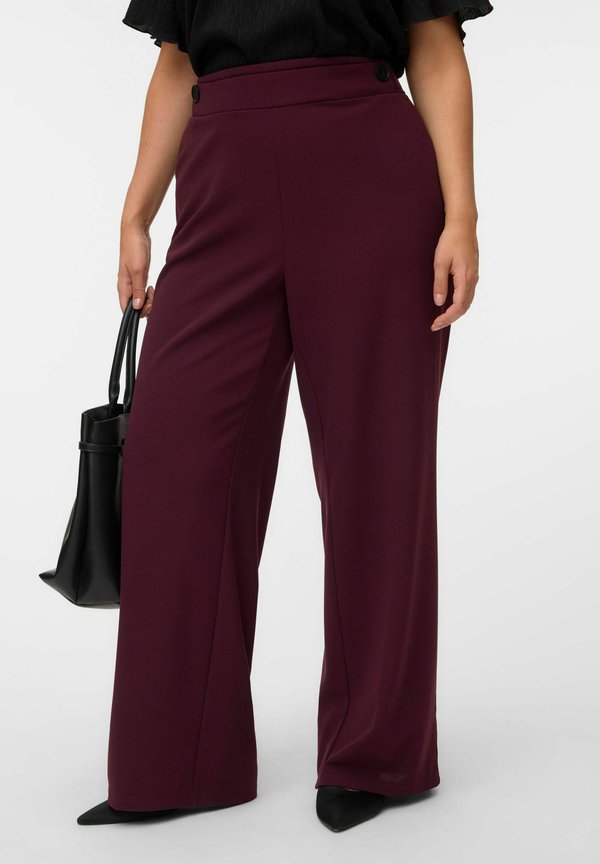 Vero Moda Curve VMCLIVA HW WIDE PANT CUR NOOS - Trousers - winetasting