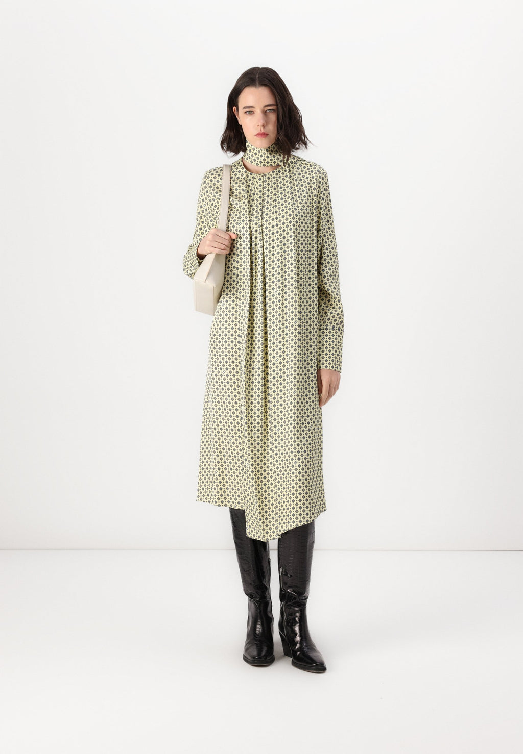 FOULARD DRAPED MIDI DRESS Media 2