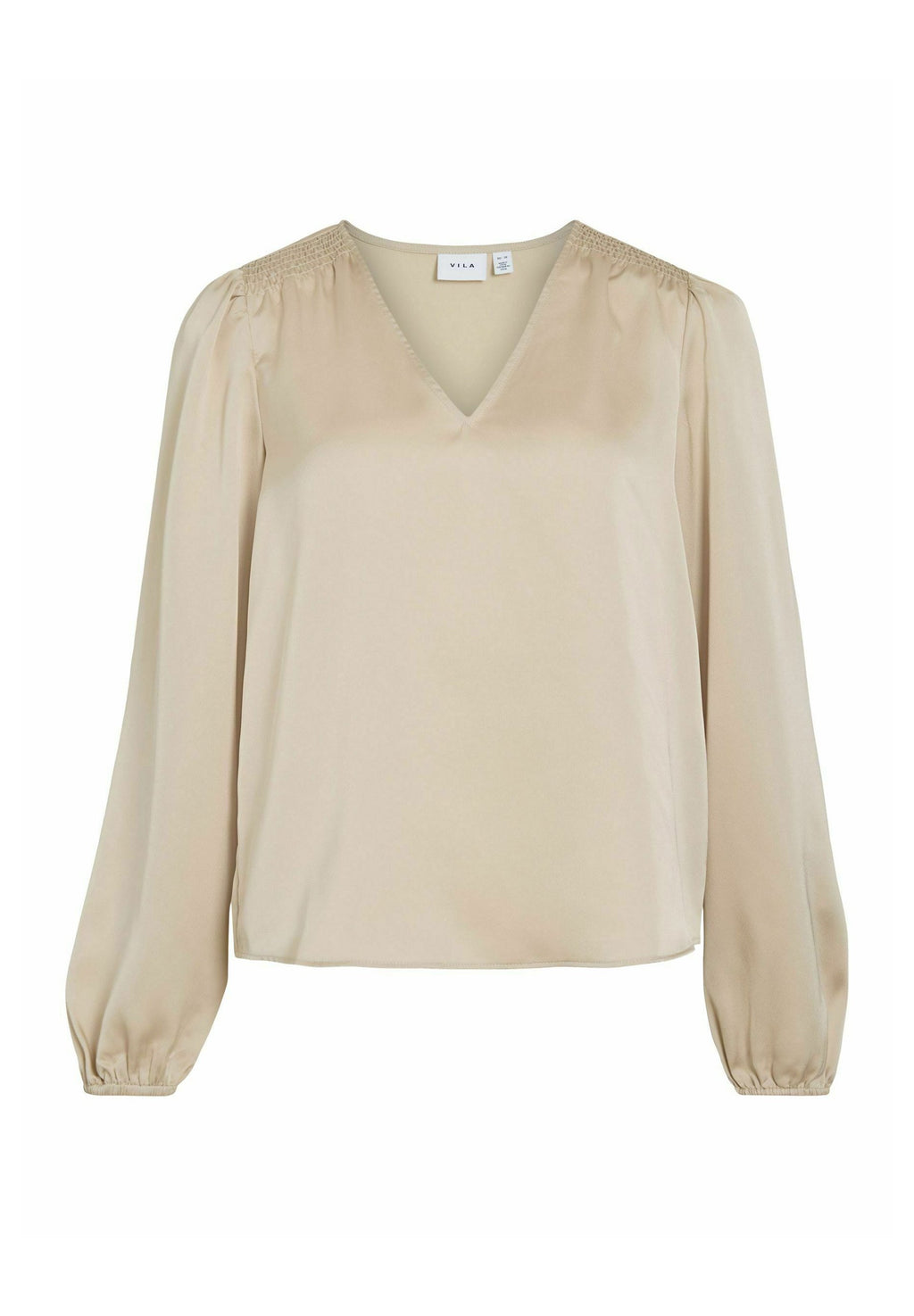 VILA VIELLETTE L/S SMOCK SATIN TOP - NOOS