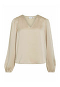 VILA VIELLETTE L/S SMOCK SATIN TOP - NOOS