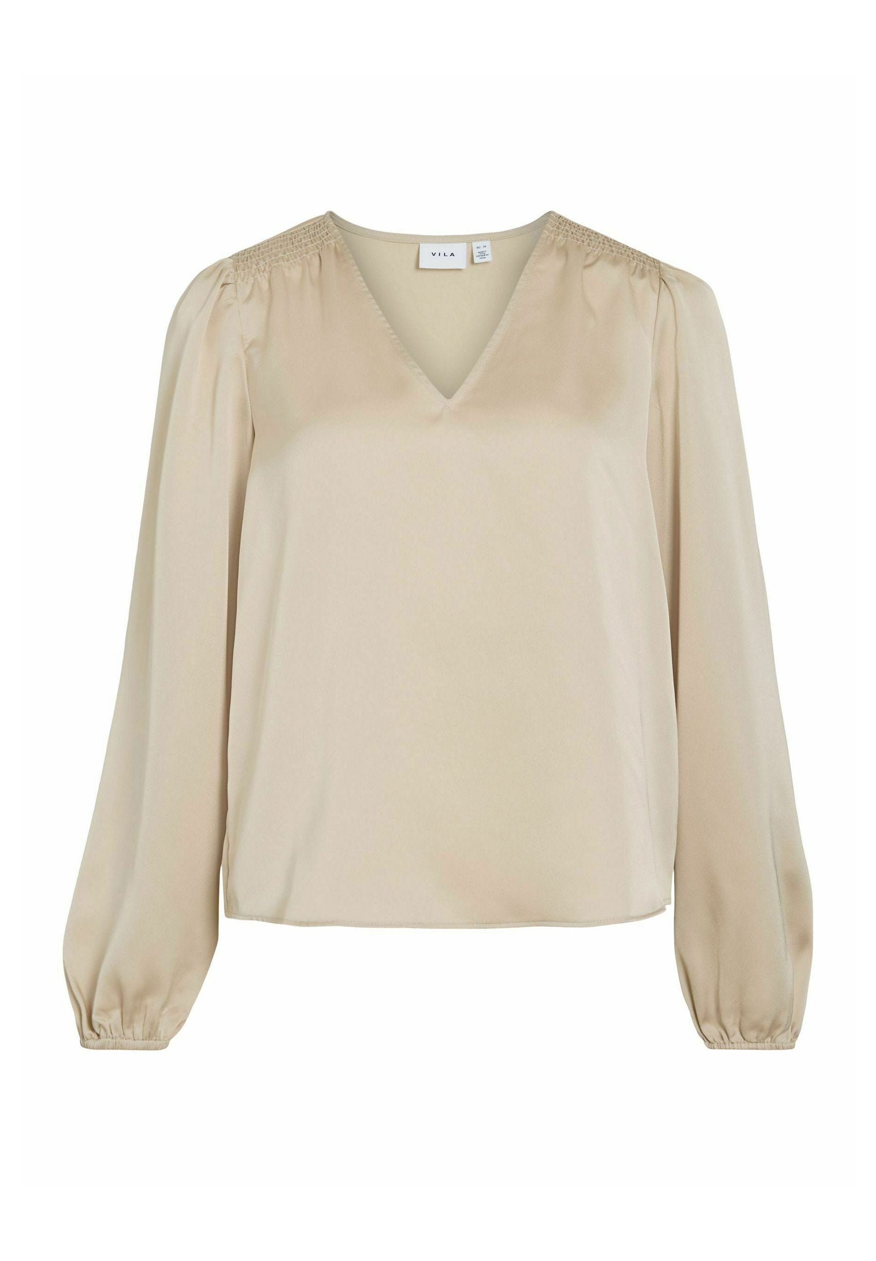 VILA VIELLETTE L/S SMOCK SATIN TOP - NOOS