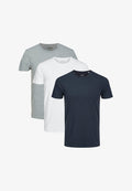 Jack & Jones 3ER PACK - Basic T-shirt - weiß grau blau