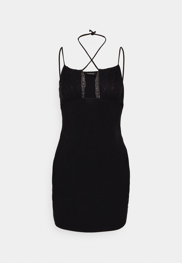 Even&Odd Petite STRAPPY LACE INSERT OPEN NECKLINE MINI BODYCON DRESS
