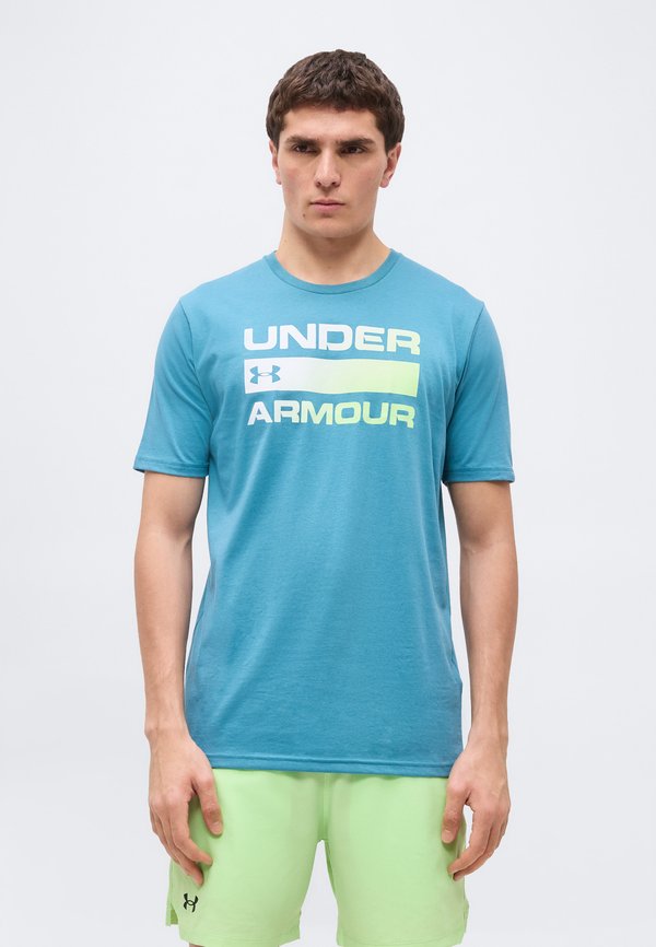 Under Armour TEAM ISSUE WORDMARK - Sports T-shirt - boundless blue/lumos lime