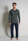 TOM TAILOR Pyjamas - grün dunkel ringel