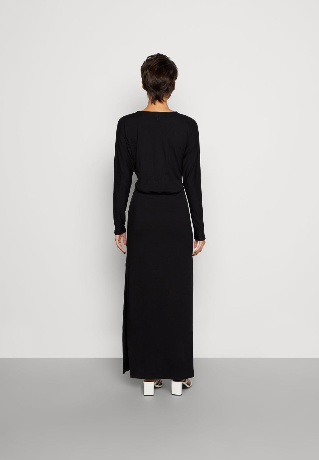 NU-IN DRAPED LONG DRESS WITH HIGH SIDE SLIT