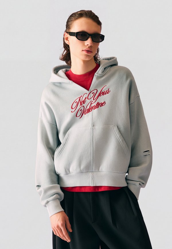 Bershka CROPPED PRINTED - Hoodie - grey