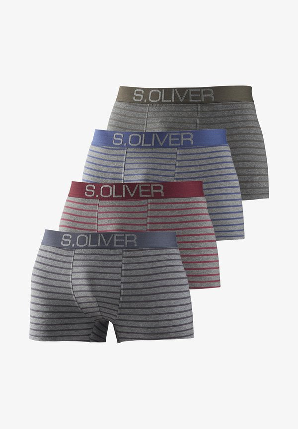 s.Oliver RETRO 4ER PACK BEQUEM  - Trunks - grau gestreift   bordeaux gestreift   blau gestreift   anthrazit gestreift