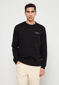 Schwarzer Sweatshirt aus Baumwollmischung mit Rundhalsausschnitt, gerippten Bündchen und Saum sowie kleinem weißen Logoschriftzug auf der Brust.