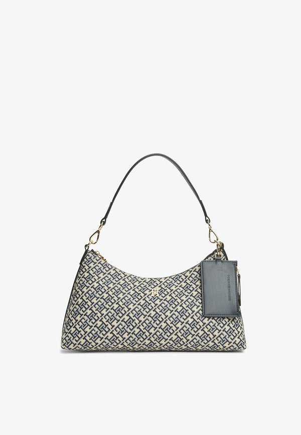 Tommy Hilfiger TOMMY HILFIGER HILFIGER ICON JACQUARD SHOULDER BAG - Handbag - blue mono