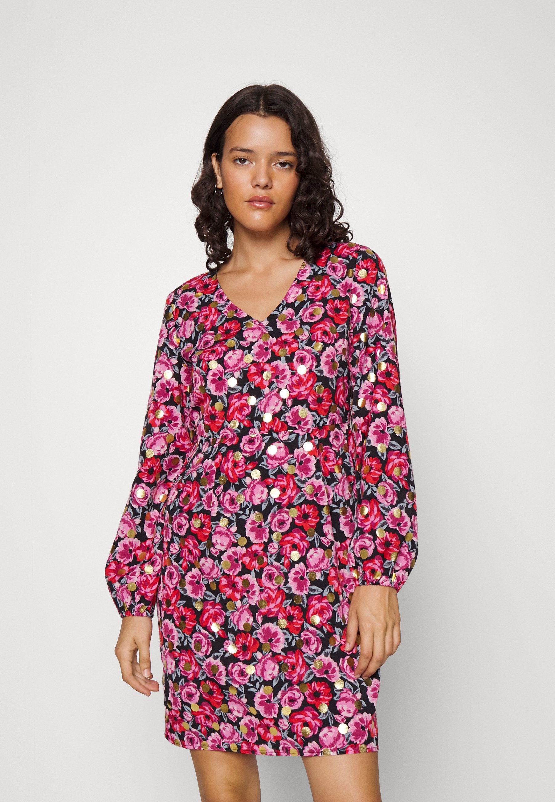VILA VIDONATELLA FOIL V NECK DRESS