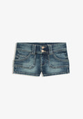 Bershka MINI SHORT - Denim shorts - blue denim