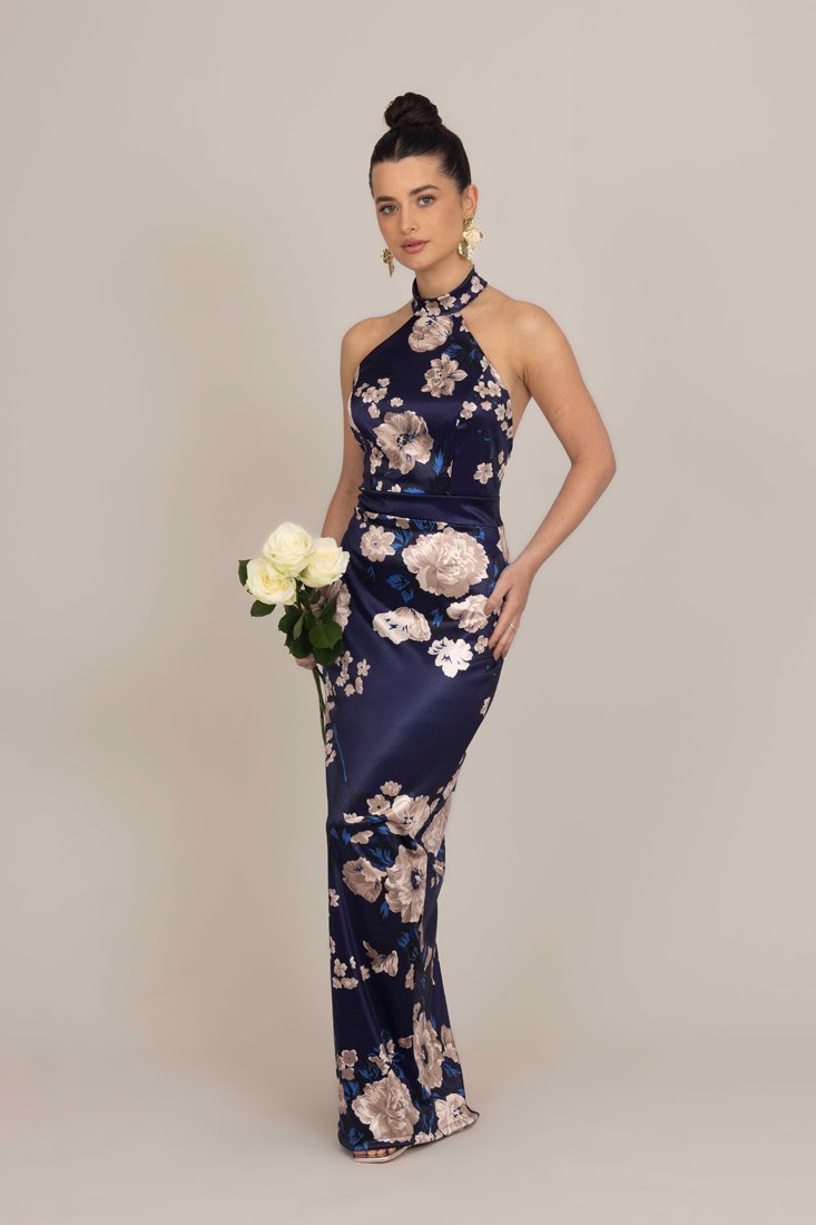 WAL G PETITE ABIGAIL HALTER NECK DRESS
