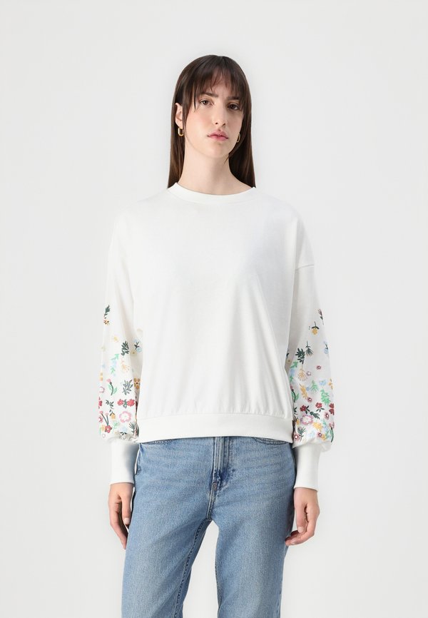 ONLY ONLBROOKE L/S O-NECK FLOWER SWT NOOS - Sweatshirt - cloud dancer